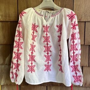 Vintage Lily Shirt Womens  Hand Embroidered Cross Stitch Tyrol Ukrainian L